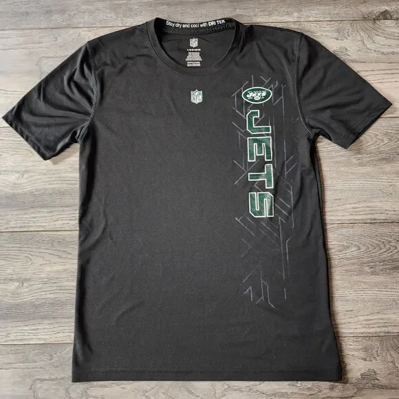 NFL New York Jets Youth Boys Dri-Tek Performance T-Shirt Black Size - L (14-16) - Picture 1 of 5